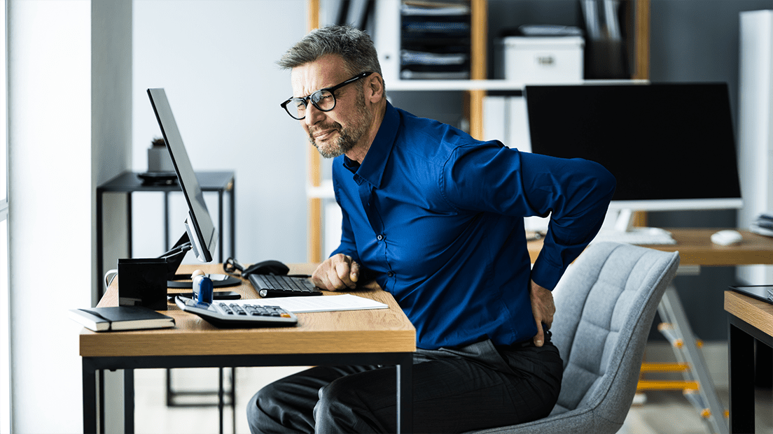 Ergonomic sitting position at desk outlet